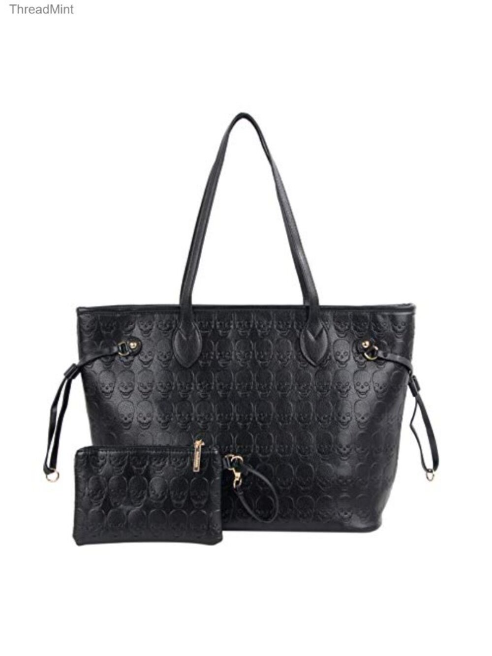 Satchel & Clutch Set Faux Leather Top-Handle Bag